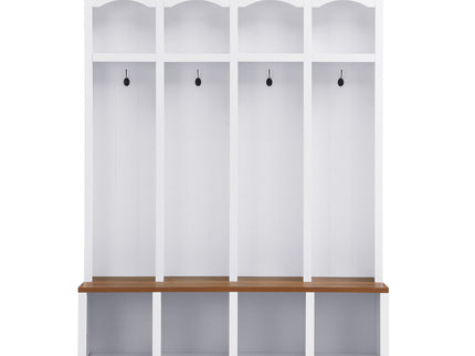 Entryway Hall Tree With Bench, 4 Hooks & Open Storage Space