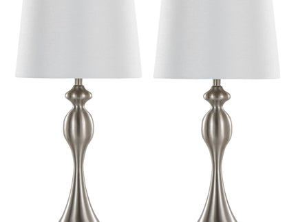 Ashland - Contemporary Table Lamp (Set of 2) - Nickel / White