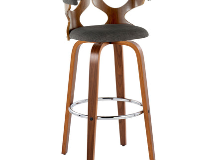 Gardenia - Mid Century Modern Fixed Height Barstool With Swivel With Round Footrest (Set of 2)