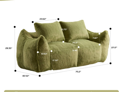 Giant Bean Bag Couch, Ultra Soft Fluffy Loveseat For Living Room