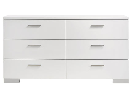 Dulcey - 6 Drawer Dresser With Accents, Bedroom Storage - Gloss White