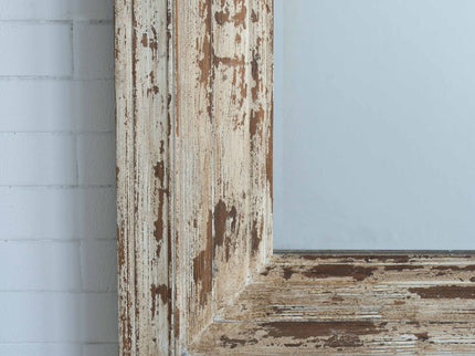 Full Length Rectangle Floor Mirror With Distressed Wood Frame - Brown