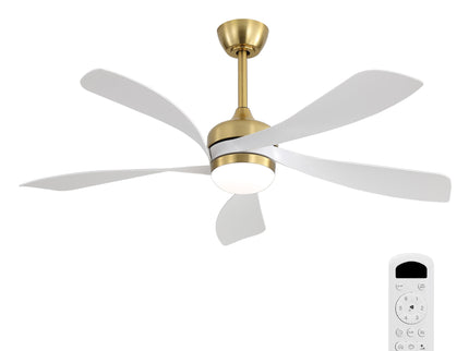 52" Indoor Ceiling Fan With 3 Color Dimmable LED Light Blades, Reversible DC Motor, Remote Control