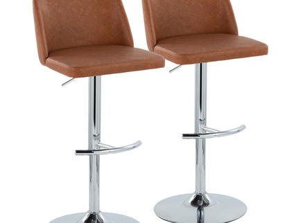 Toriano - Contemporary Adjustable Barstool With Swivel & Rounded T Footrest (Set of 2)