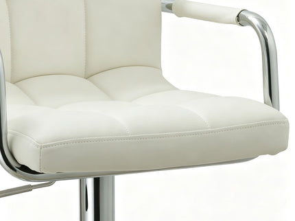 Adjustable Swivel Arm Bar Stool With Cushion - White