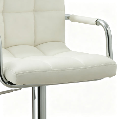 Adjustable Swivel Arm Bar Stool With Cushion - White