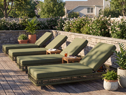 Outdoor Chaise Lounge & Wheels, 5 Position Adjustable Backrest