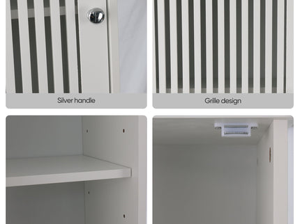 Tall Bathroom Cabinet With Adjustable Shelves, Louvered Door Floor Standing Storage Unit - White