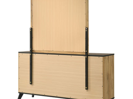Georgina - 6 Drawer Dresser With Mirror - Natural Wood