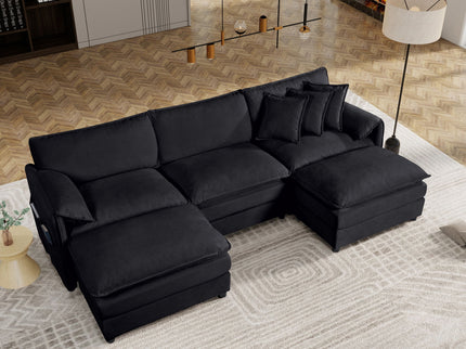 Modern Comfy Deep Seat Modular Sectional Sofa Cloud Couch With Ottoman