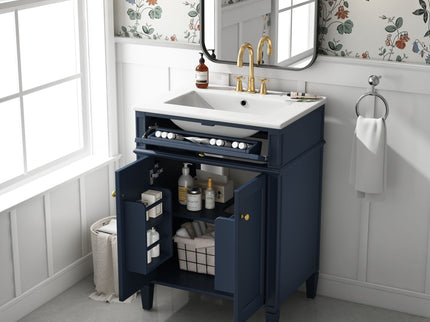 Modern Bathroom Vanity With Tip-Out Drawer And Soft-Close Hinges