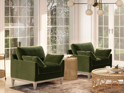 Pasadena - Wide Modern Farmhouse Accent Arm Chair - Olive Green