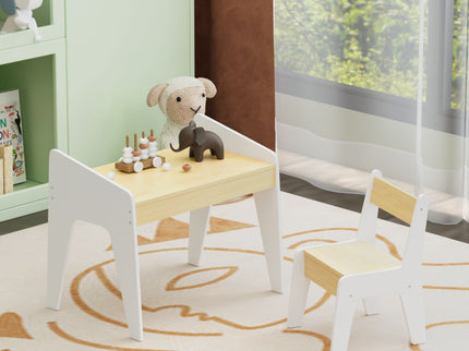 Table Set With 1 Chair, Children Study Table For Ages 2 - 8 - White