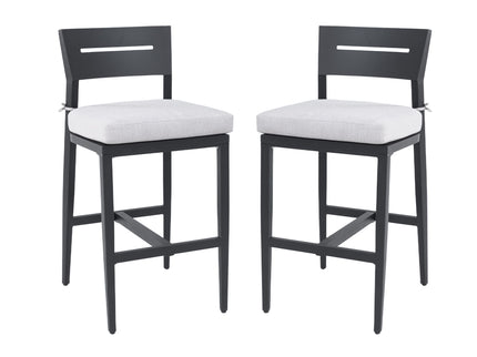 Modern Outdoor Bar Stools With Backrest And Footrest (Set of 2)