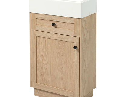Bathroom Vanity With Reversible Resin Sink, Cabinet & Zinc Alloy Handles - Wood