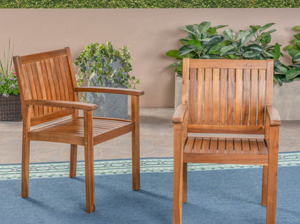 Amethyst - Outdoor Dining Chair With Slat Design (Set of 2) - Natural