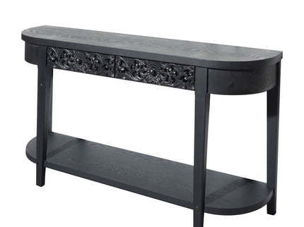 Carved Console Table With Storage Shelf For Living Room - Black