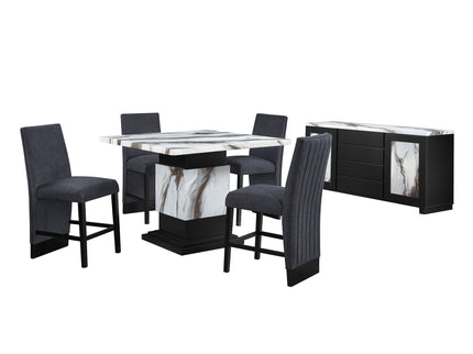 Sammi - Bar Table With And Pedestal Base - Black / White Print