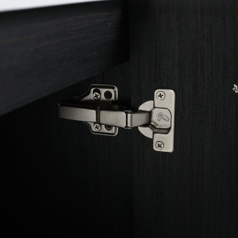 Modern Wall Mounted Bathroom Vanity With Resin Sink And Storage Rack