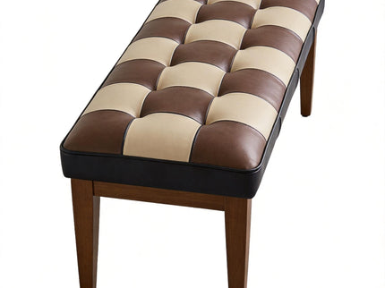 Checkered Bench For Entryway - Black / Brown / Cream