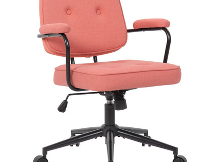 Button Mid Back Swivel Desk Chair With Curved Armrest - Pink