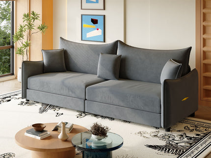 King Pull Out Sofa Bed, 3-In-1 Convertible Bed With 3 Pillows