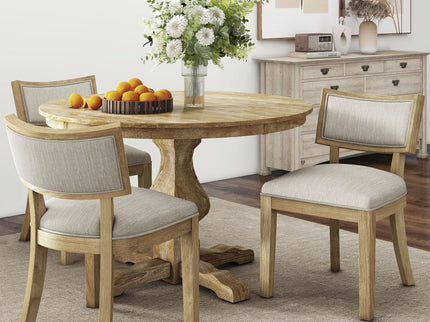 Farmhouse Style Fabric Upholstered Side Dining Chair Set