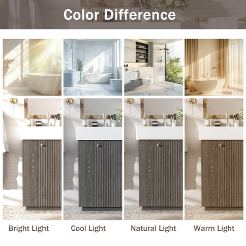 Bathroom Vanity With Sink, Freestanding Wood Grain Cabinet With Storage