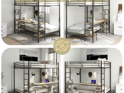 Ethan - Bunk Bed With Desk, Charging Station, Storage Shelves