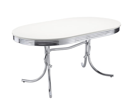 Oval Dining Table - White - Metal