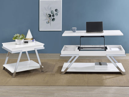 Briana - 2 Piece Coffee And End Table Set With Lift Top Legs - Gloss White