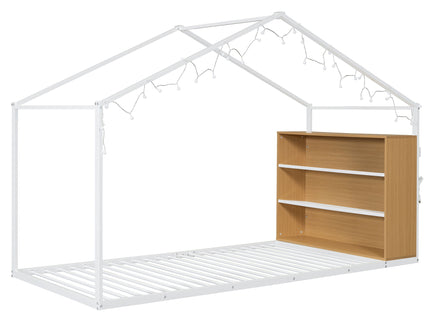 Bed House Frame With Shelves And Lights