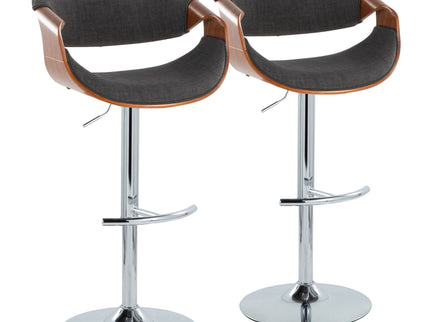 Curvo - Mid Century Modern Adjustable Barstool With Swivel With Rounded T Footrest (Set of 2)