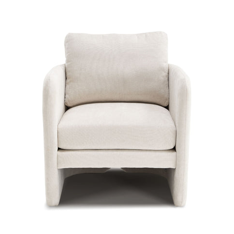 Armchair With Low Profile Curved Frame - Beige