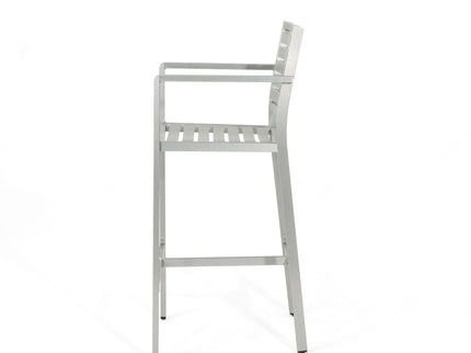 Outdoor Aluminum Rust Proof Barstools (Set of 2) - Silver