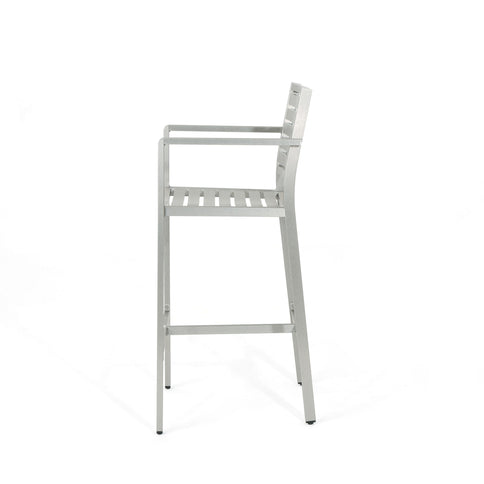 Outdoor Aluminum Rust Proof Barstools (Set of 2) - Silver