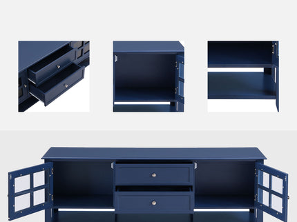 TV Stand, Entertainment Center With Dual Drawers And Hidden Storage, Cabinet With Soft Closing Doors And Sleek Panel Design