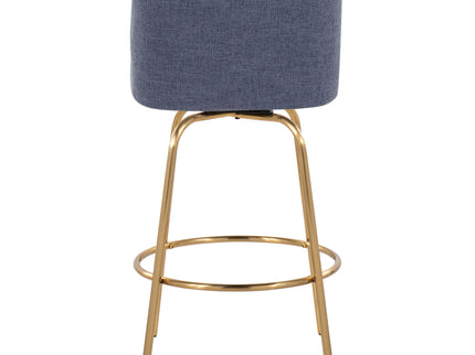 Toriano - Contemporary, Fixed Height Counter Stool With Swivel With Round Footrest (Set of 2)