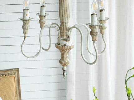 4 Light Chandelier, Hanging Light Fixture With Adjustable Chain For Kitchen, Bulb Not Included - Cream White