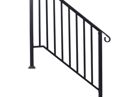 Handrails For Outdoor Steps, Fit 2 Or 3 Steps Outdoor Stair Railing, Wrought Iron Handrail, Flexible Porch Railing, Transitional Handrails For Concrete Steps Or Wooden Stairs