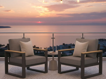 All-Weather Patio Armchairs With Thick Cushions (Set of 2)