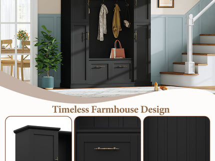 Hall Tree With 4 Side Cabinets