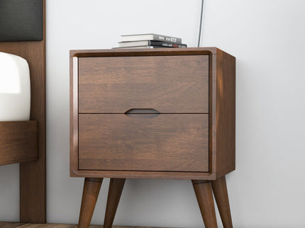 Alexandra - Night Stand With 2 Drawers - Walnut Brown