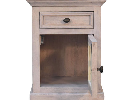 Glazed Bedside Table - Stone White