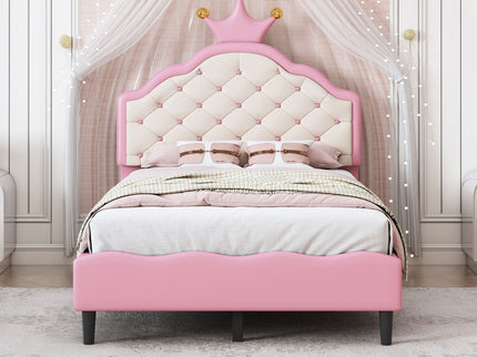Lovely Crown Fantasy Princess Bed With Tufted Headboard