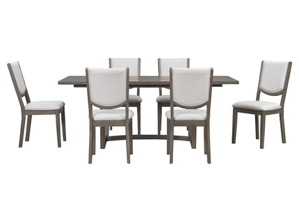 Rectangular Extendable Dining Table Set With 6 Upholstered Chairs