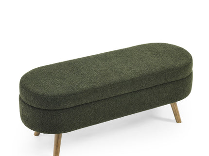 Ottoman Oval Storage Bench With Rubber Wood Legs