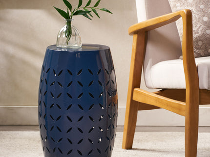 Outdoor Lace Cut Side Table - Navy Blue