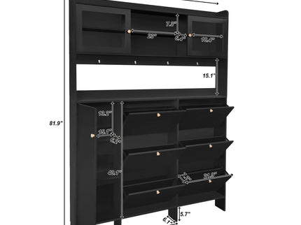 On Trend Multifunctional Tipping Bucket Shoe Cabinet With Storage Shelf & 6 Flip Drawers