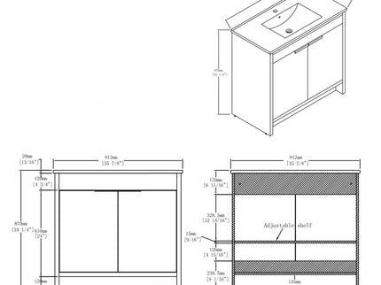 Freestanding Bathroom Vanity Cabinet With Soft Close Doors, Cabinet Only